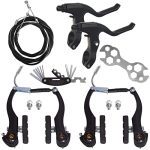 Full MTB Bike Brake Set: Entrance and Rear Callipers, Cables, Lever, Tools, and Multi-Software Wrenches - Black.