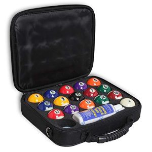 Complete Premium Billiard Pool Ball Set Bundle: Includes 4 Items - 2 1/4" Ball Set, Ball Cleaner, Microfiber Cloth and Aramith Case.