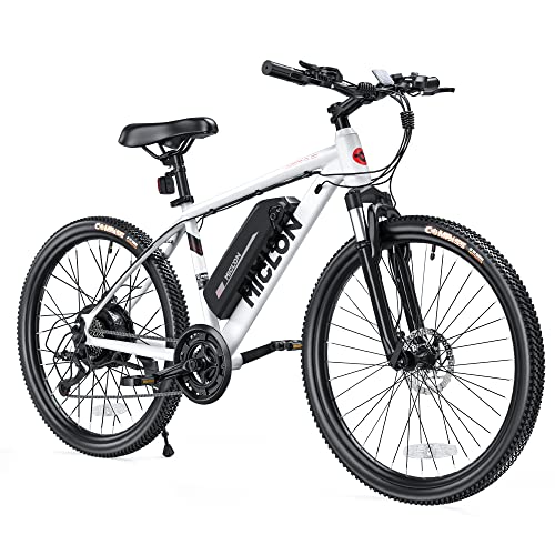 Cybertrack 100 Electrical Bike for Adults, 2X Quicker Cost, 350W BAFANG Motor, 36V 10.4AH Detachable Battery, 20MPH 26'' Mountain Ebike, Shimano 21 Velocity, Suspension Fork, LED Show - White.