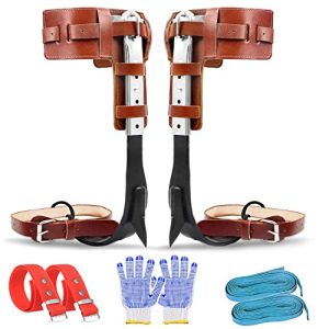 Get a Grip with the Leather Tree Climbing Spikes Set - Adjustable Gear with Non-Slip Pedals for Outdoor and Indoor Sports, Fruit Picking, and More (Belt Not Included).
