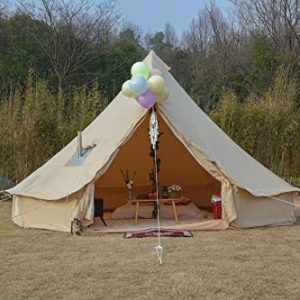 4M/5M Double Partitions Bell Tent for 4-6 Particular person Tenting All Seasons, Breathable Cotton Canvas Yurt Tent.