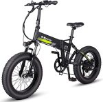Adult Folding Electric Mountain Bike: 20" Fat Tire Ebike with 750W Motor and 48V 10AH Battery - 7 Speed Gears (Black).