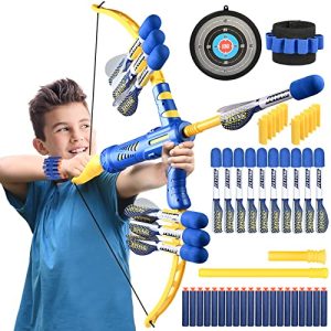 Foam Bow and Arrow Set Toy - Upgraded Archery Set for Kids - Shoots Over 120 Ft - Includes 1 Bow, 10 Arrows with 20 Bullets - Indoor and Outdoor Play - Ideal for 3-15 Year Old Boys and Girls.