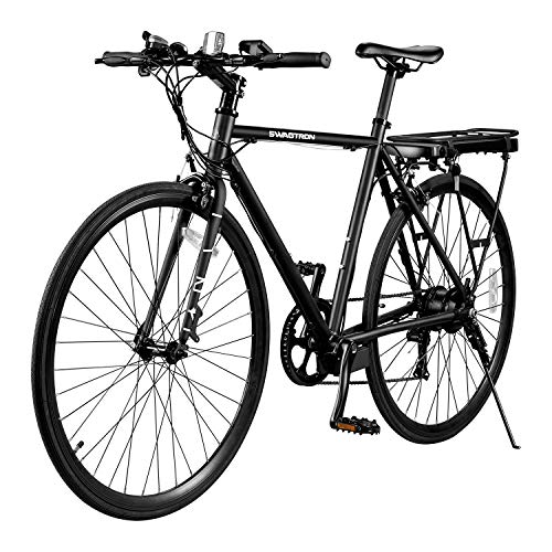 EB-12 Metropolis Commuter Electrical Bike with Detachable Battery, Black, 700c Wheels, 7-Velocity Shimano Gears.