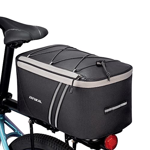 Waterproof Rear Bike Rack Bag with Rain Cover - 7L/9L/10L/12L Bicycle Ebike Saddle Bag with Reflective Strips for Commuting and Outdoor Activities.