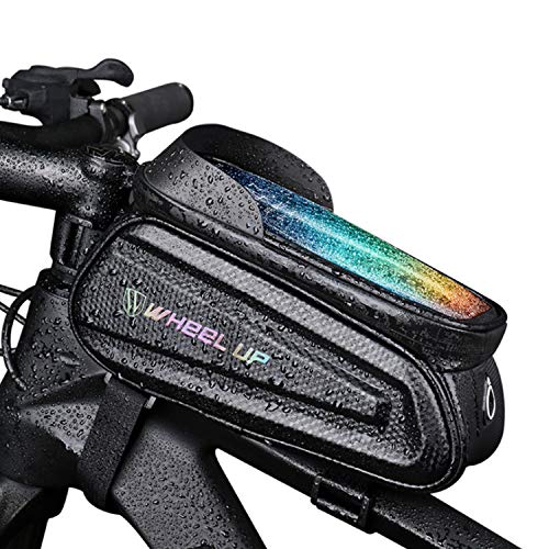 7 Inch Waterproof Bike Phone Bag: Reflective Front Frame Storage with Touch Screen Holder for Road and Mountain Biking, Commuting, and Outdoor Travel