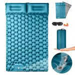 - 4" Thick Self-Inflating Pad with Built-In Foot Pump & Air Pillow - Queen Size Camping Mattress for Backpacking and Hiking