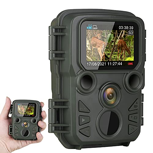 Capture the Wildlife at Night with Mini Trail Camera - 12MP 1080P Night Vision Camera with Motion Activation and Waterproof Design.