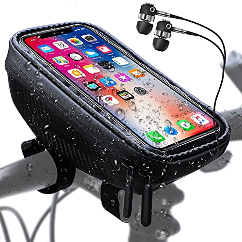 Stay Connected on the Go: Get Your Hands on the Ultimate Bike Phone Mount Bag - Waterproof, Touch Screen Compatible, and Perfect for Phones Under 6.5 Inches.