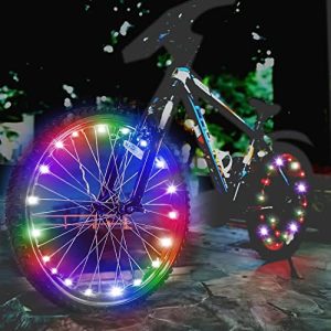 2pcs LED Bike Wheel Gentle，Night time Biking Bicycle Wheel Gentle，IP65 Waterproof，3 modle Lighting，Simple Set up and Matches Most Bikes，Not Have an effect on Using，with Battery (Colourful, 2 pcs).