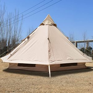 4 Season Bell Tent 4 Particular person Glamping Tent Winter Tent with 2 Zipper Doorways & 4 Home windows, Outside Waterproof Oxford Yurt Tent/Dome Tent for Household Tenting Glamping Occasion.