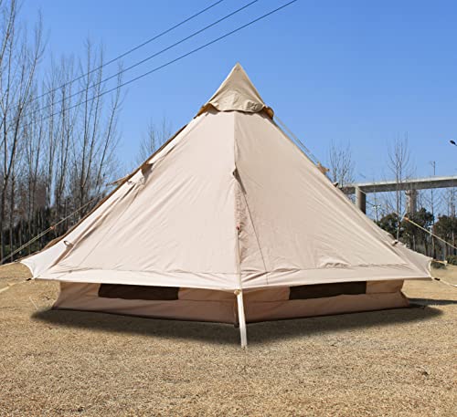 4 Season Bell Tent 4 Particular person Glamping Tent Winter Tent with 2 Zipper Doorways & 4 Home windows, Outside Waterproof Oxford Yurt Tent/Dome Tent for Household Tenting Glamping Occasion.
