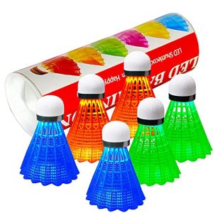 LED Badminton Shuttlecocks Nylon, Darkish Night time Glow Badminton Ball Lighting for Out of doors Indoor Sports activities Actions 6 Pack.