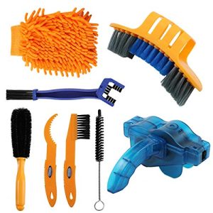 Get Your Bike Sparkling Clean with our 8-Piece Precision Bicycle Cleaning Brush Kit - Includes Bike Chain Scrubber and Suitable for Mountain, Road, City, Hybrid, BMX, and Folding Bikes!