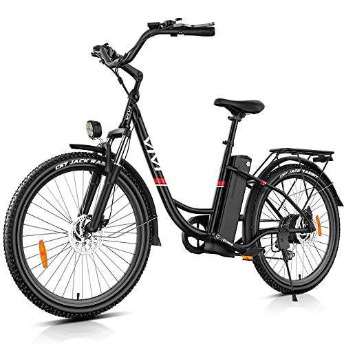 Electrical Bike, 26/20 Inch Electrical Bicycle for Adults, 350W/500W Metropolis Cruiser Ebike with 360Wh Detachable Battery, Shimano 7 Velocity Commuter Bike 20MPH &  50 Mile Vary Grownup Electrical Bikes Girls.