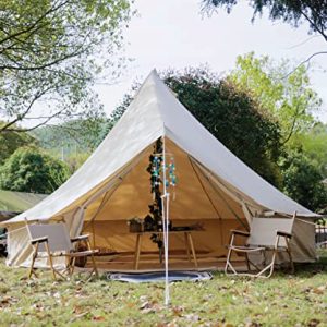Canvas Bell Tent for Spacious Glamping - Fire Retardant Yurt Tent with Detachable Groundsheet