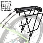 Upgrade Your Bike's Cargo Capabilities with a Durable Rear Rack: Featuring One-Piece Side Frame, Reflectors, Cargo Latex Web, Rectangular Side Panel, Extra-Long Arms, and Height Adjustment for 24"-29" Bikes - Perfect for All Your Biking Needs.