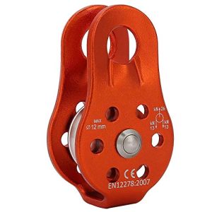 26KN Heavy Duty Single Swivel Climbing Pulley for 12mm Rope - Aluminum External Pulley for Rescue, Aloft Work and Rappelling.