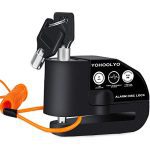 Secure Your Ride with Our Motorcycle Disc Brake Lock: 110dB Alarm, 7mm Pin, 5ft Reminder Cable, and Carry Pouch