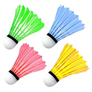 Light Up Your Badminton Game with LED Birdies - 4 Pack Badminton Shuttlecocks that Glow in the Dark for Outdoor and Indoor Sports Activities.