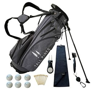 Elevate Your Golf Game: Tall Pines Golf Sturdy Canvas Stand Bag with Golf Equipment Package - 5-Way Divider Stand Golf Bag for Men & Women, 7-Pocket Golf Club Bag - Water-Resistant and Stylish.