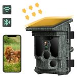 Path Camera Solar Powered 46MP 4K 30FPS, WiFi Bluetooth Game Camera with 120° Wide-Angle Motion 3 PIR Sensor 0.1s Trigger Time, Path Camera with Night Vision IP66 Waterproof for Wildlife Monitoring