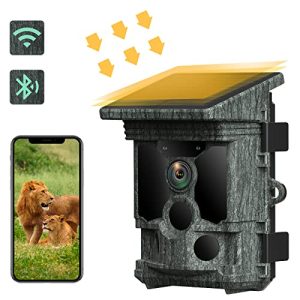 Path Camera Solar Powered 46MP 4K 30FPS, WiFi Bluetooth Game Camera with 120° Wide-Angle Motion 3 PIR Sensor 0.1s Trigger Time, Path Camera with Night Vision IP66 Waterproof for Wildlife Monitoring