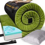 Thick Reminiscence Foam Sleeping Pad, Tenting Mattress with Pillow, Foldable Foam Mattress for Journey Automobile, Sleepover Mattress Guset Mattress for Grownup, Child, Cot Roll Up Mattress for Flooring Single.