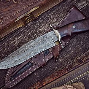 Unleash Your Inner Hunter with Raptor's Handmade Damascus Looking Knife - 13.2" EDC Outdoor Knife with Mounted Blade, Sheath, and Walnut Wooden Handle.