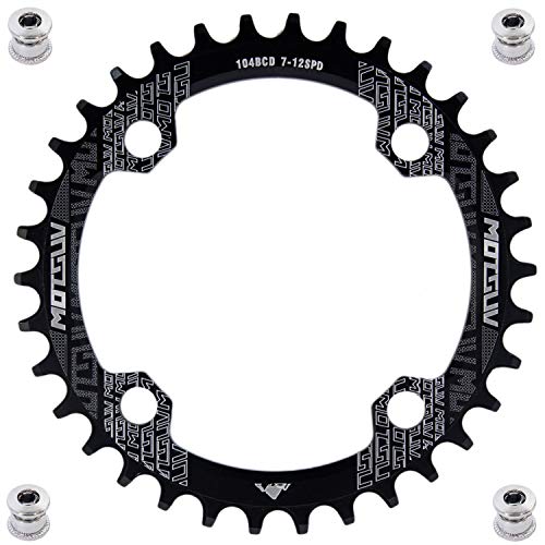 Chainring 104BCD Spherical Oval Single Bike Chainring - 8-11 Speed MTB/Road/BMX (Black, 42T)