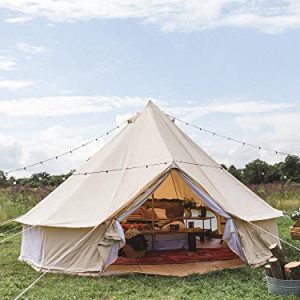 Outside Glamping Safari Tent Luxurious Cotton Canvas 3M/4M/5M/6M Yurt Bell Tent for Household Tenting (Beige Canvas, 4M Bell Tent).