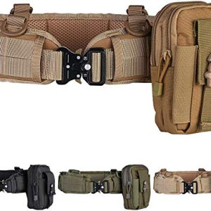 Tactical Battle Belt with MOLLE & Mesh Lining - Ideal for Shooting, Combat Games, Paintball, Hunting (Khaki, Medium).