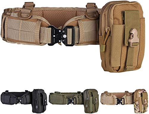 Tactical Battle Belt with MOLLE & Mesh Lining - Ideal for Shooting, Combat Games, Paintball, Hunting (Khaki, Medium).