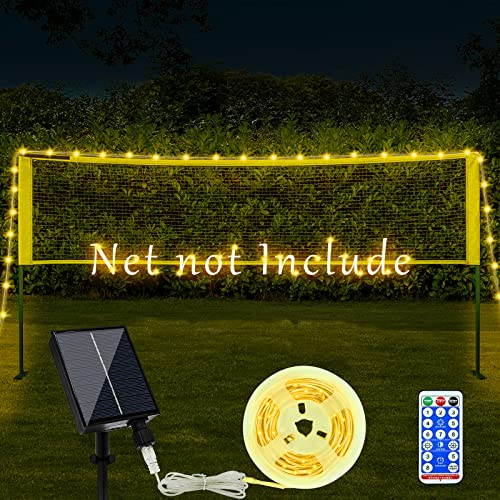 Solar LED Net Light for Badminton and Volleyball: 26FT Waterproof String Light with Brightness Control and 8 Modes.