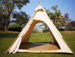 Two Particular person Out of doors Tenting of 2M Canvas Tenting Pyramid Tent Giant Grownup Teepee Pagoda Tent.