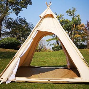 Two Particular person Out of doors Tenting of 2M Canvas Tenting Pyramid Tent Giant Grownup Teepee Pagoda Tent.