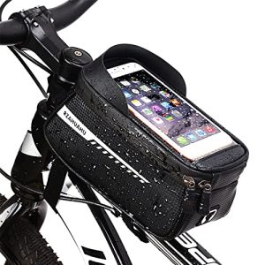 Keep Your Phone Secure: Bicycle Bag - Waterproof Bike Cellphone Bag with Front Frame Mount - High Tube Bag with Phone Case Holder - Essential Cycling Gear - Fits Phones Under 6.5"