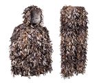 - 3D Leafy Camo Hunting Suit - Camouflage Jacket & Pants - Full Zipper, Zippered Pockets - Breathable and Quiet - Woodland Brown, XXXL