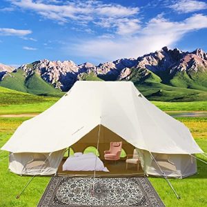 Canvas Bell Tent Yurt 6m 19.7x13.1x9.8 ft 4 Season Waterproof Luxurious Out of doors Tenting and Glamping Glamping Tents Constructed from Breathable 100% Cotton Canvas, w/Range Jack.