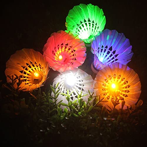 LED Shuttlecock Badminton, [6 Pack] 6 Shade Shuttlecock Darkish Night time Goose Feather Glow Birdies Lighting for Out of doors Indoor Sport Actions.