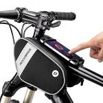 Convenient and Waterproof Bike Front Frame Bag:  - Waterproof Bicycle Handlebar Bag for Biking - Fits Smartphones Under 6.7'' - Essential Cycling Gear.
