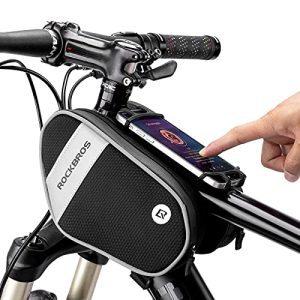 Convenient and Waterproof Bike Front Frame Bag:  - Waterproof Bicycle Handlebar Bag for Biking - Fits Smartphones Under 6.7'' - Essential Cycling Gear.