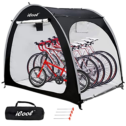 Bike Cover Storage Shed Tent - Outdoor Motorcycle Shelter, Waterproof Tent for Storing Up to 4 Bicycles or Motorcycles (Black).