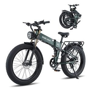 Powerful and Versatile: 26-Inch 1000W Folding Electric Bike with Removable Battery and Dual Shock Absorbers - Ideal for Adults, Commuting, and Off-Road Adventures - Shimano 8-Speed E-Bike with Fat Tires