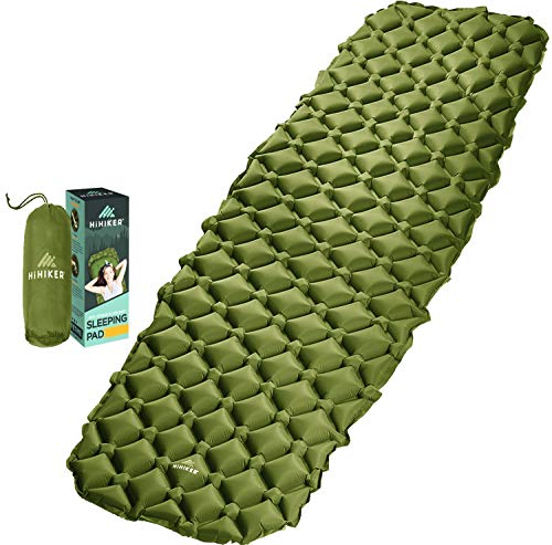 HiHiker Tenting Sleeping Pad– Ultralight Backpacking Air Mattress w/Compact Carrying Bag –Sleeping Mat for Mountain climbing Touring & Outside Actions. (Inexperienced).