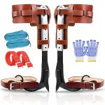 Conquer Any Tree with 304 Stainless Steel Climbing Spurs: Adjustable Tree Climbing Spikes with Non-Slip Pedals for Outdoor Jungle Survival and Fruit Picking. Upgrade Your Climbing Gear with this Premium Tree Climbing Set and Climb Trees with Ease and Safety.