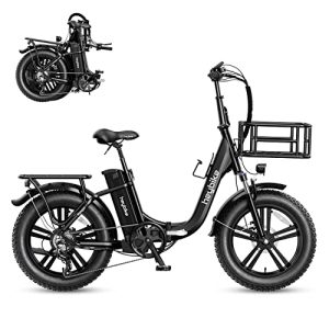 Ranger with Entrance Basket Electrical Bike for Adults Foldable 20" x 4.0 Fats Tire Step-Through Electrical Bicycle with 500W Motor, 48V 15AH Detachable Battery, Shimano 8-Pace and Twin Shock Absorber.