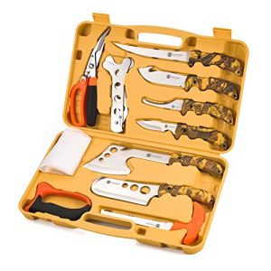 KNINE OUTDOORS 2022 Deer Hunting Knife Set - Yellow Handle Field Dressing Kit