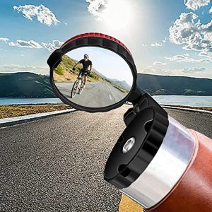 Handlebar Bike Mirror with Warning Light, 360° Adjustable