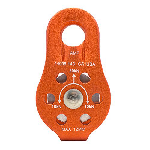 Fusion Climb Nuro Aluminum Fixed Side Pulley: Durable 20KN Orange Pulley for Rope Management.